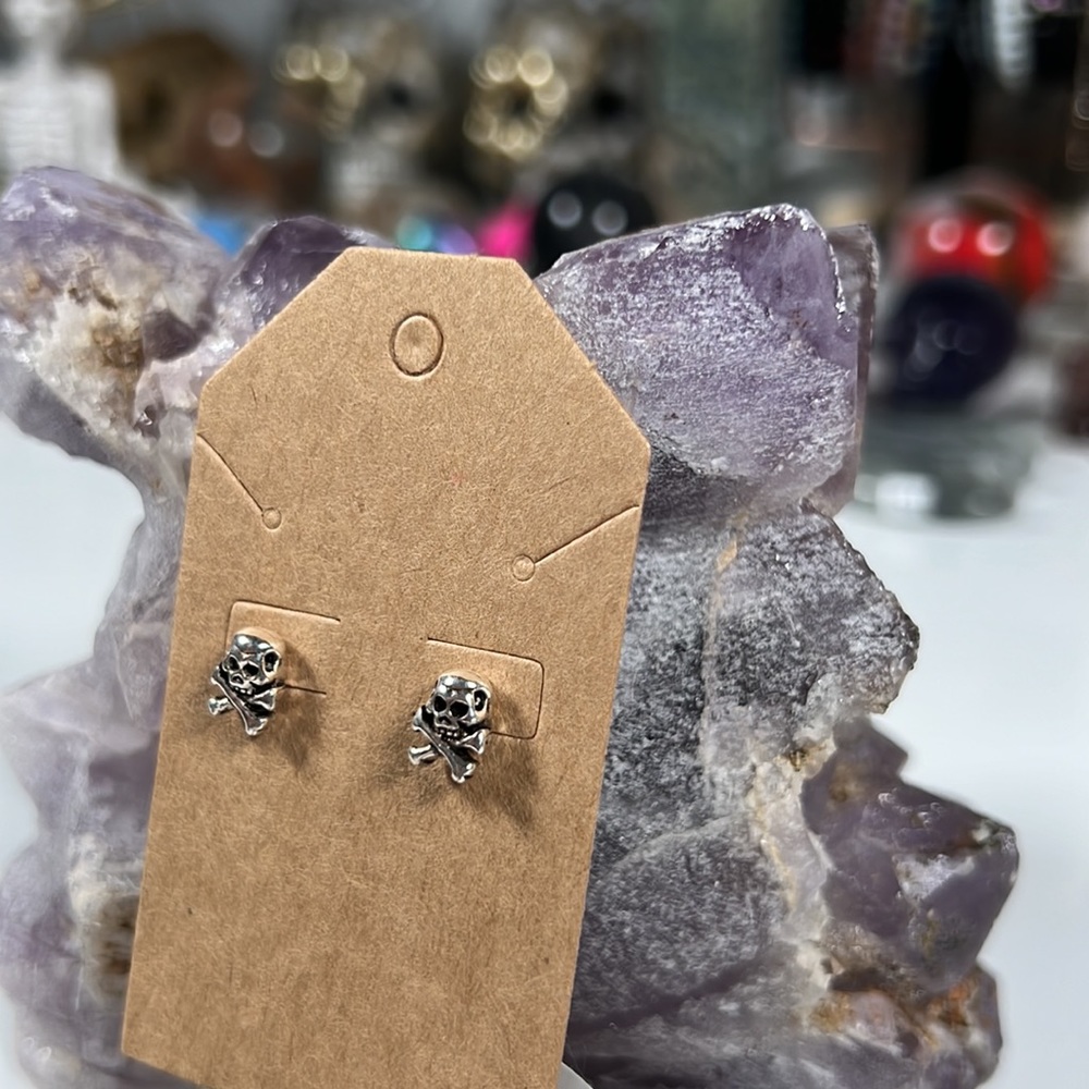 Solid Sterling Silver Skull Studs - image 4